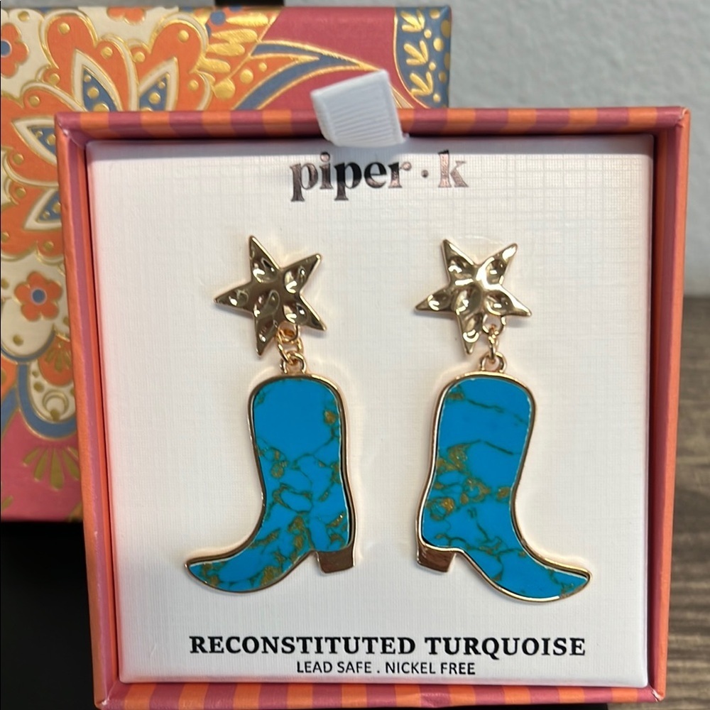 Piper K | Turquoise (reconstituted) Boot Earrings 🩵